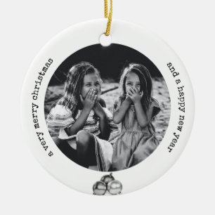 Elegant Black White Originele Kunst Kerstmis Keramisch Ornament