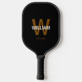 Elegant Black &White Personalized Name Monogram Pickleball Paddle (Achterkant)