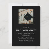 Elegant Black White Photo Coquette Bow Graduation  Kaart (Achterkant)