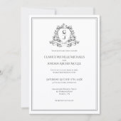 Elegant Black White Photo Monogram Crest Wedding I Kaart (Voorkant)