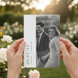 Elegant Black & White Photo Wedding Invitation Kaart
