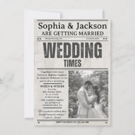 Elegant Black & White Photos Wedding Newspaper     Kaart