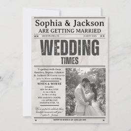 Elegant Black & White Photos Wedding Newspaper     Kaart