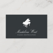 Elegant Black & White Piano Instructor Visitekaartje (Voorkant)