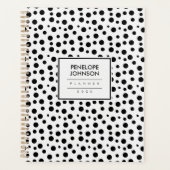 Elegant Black White Polka Dot Pattern Planner (Voorkant)