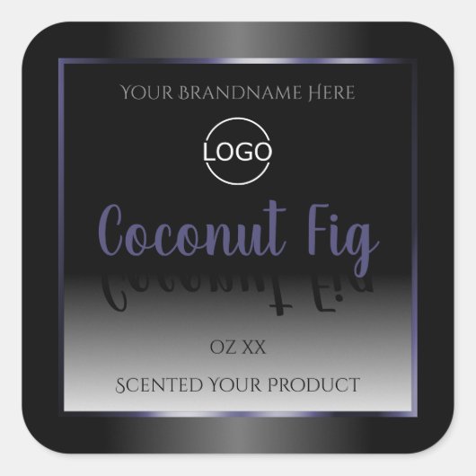 Elegant Black White Product Labels Blue Lijst Logo (Voorkant)