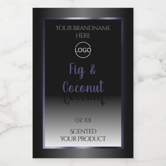 Elegant Black White Product Labels Blue Lijst Logo Voedselcontainer Etiket (Enkel label)