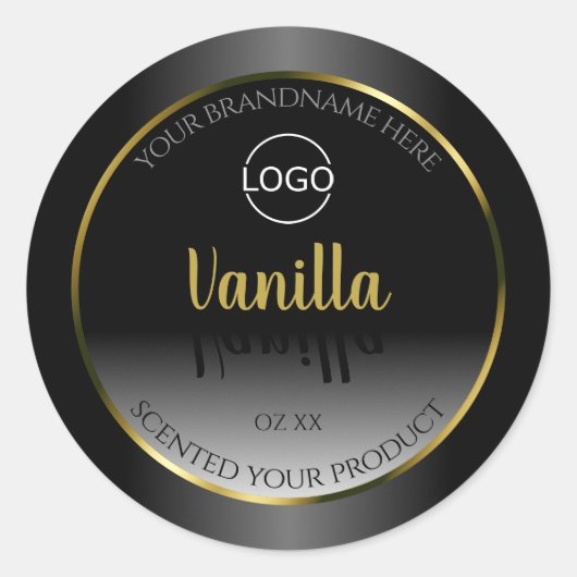 Elegant Black White Product Labels Gold Lijst Logo (Voorkant)