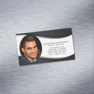 Elegant Black White Professional — Aangepaste foto Magnetisch Visitekaartje