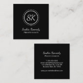 Elegant Black White Professional Monogram Vierkante Visitekaartje (Voorkant / Achterkant)