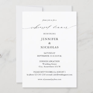 Elegant Black & White Rehearsal Dinner Kaart