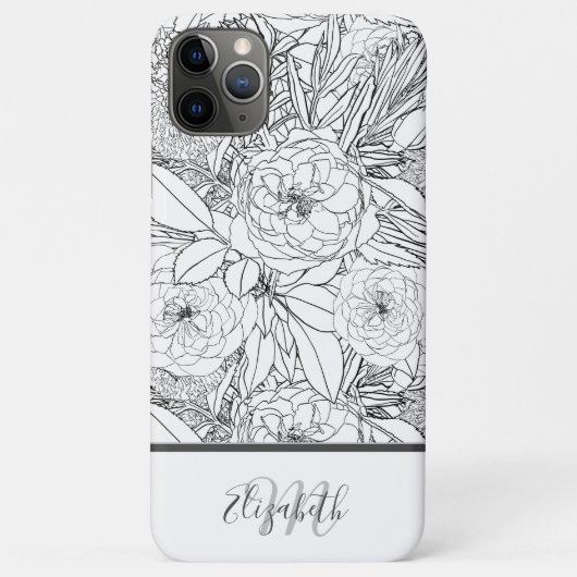 Elegant Black White Rozen en Marigold Flowers Case-Mate iPhone Case (Achterkant)