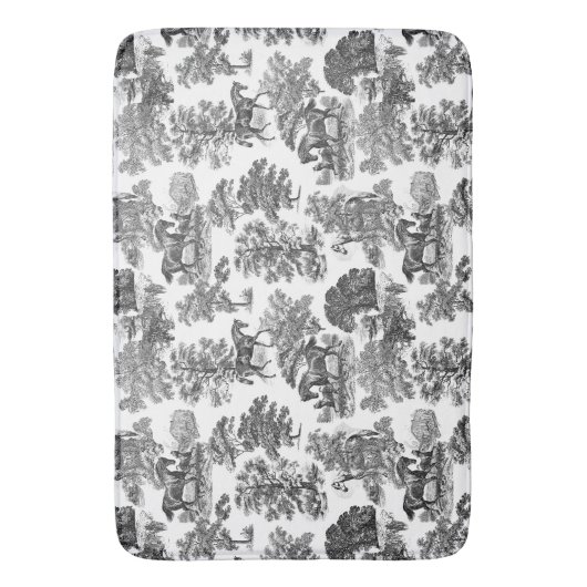 Elegant Black White Rustic Horses Toile Badmat (Voorkant Verticaal)
