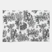 Elegant Black White Rustic Horses Toile Theedoek (Horizontaal)