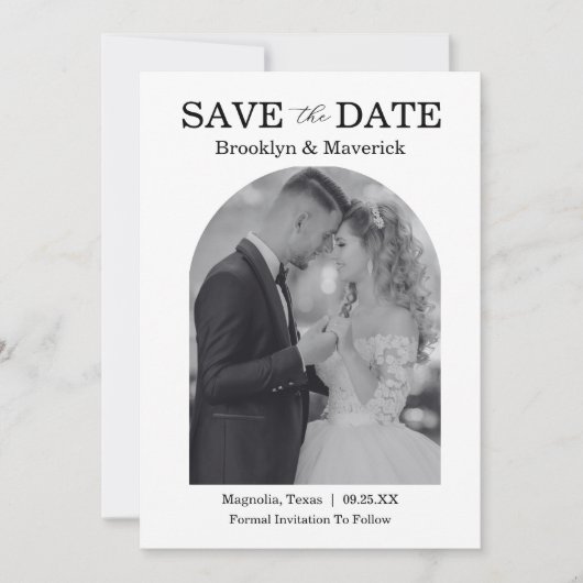 Elegant Black & White Save The Date Photo (Voorkant)