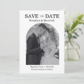 Elegant Black & White Save The Date Photo (Staand voorkant)