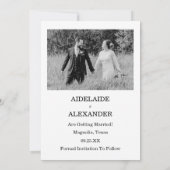 Elegant Black & White Save The Date Photo (Dos)