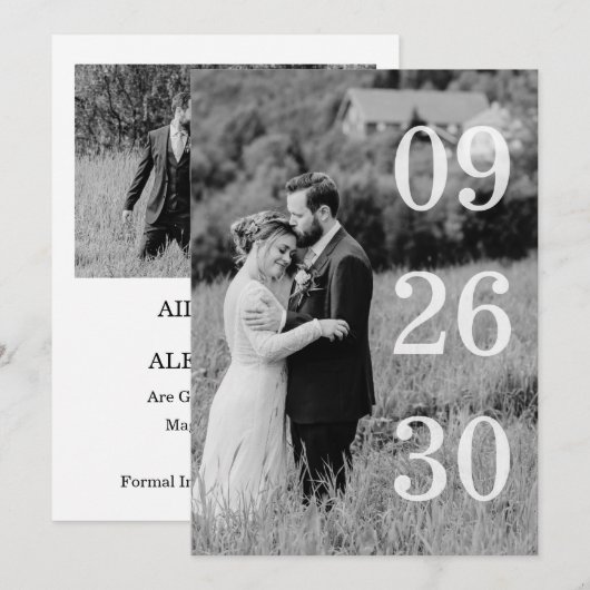Elegant Black & White Save The Date Photo (Devant / Derrière)