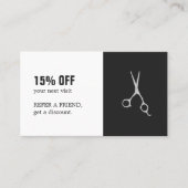 Elegant Black White Scissors Hair Salon Coupon (Voorkant)
