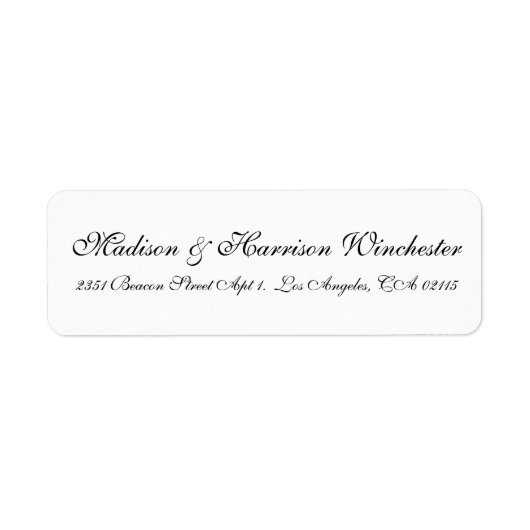 Elegant Black White script kalligraphy bruiloft Etiket (Voorkant)