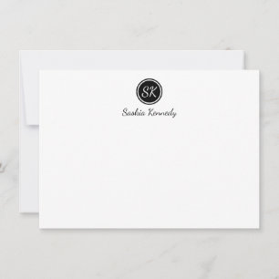 Elegant Black White Script Monogram Professional Notitiekaartje