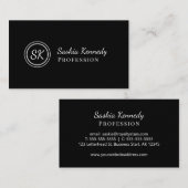Elegant Black White Script Professional Monogram Visitekaartje (Voorkant / Achterkant)