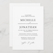 Elegant Black White Script Wedding | All In One Kaart (Voorkant / Achterkant)