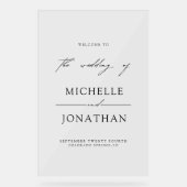 Elegant Black White Script Wedding Welcome  Acryl Bord (Voorkant)