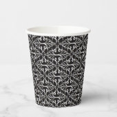 Elegant Black White Scrolled Damask Patroon Papieren Bekers (Links)