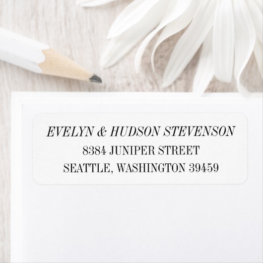 Elegant Black White Serif Wedding Return Address Etiket (Insitu)