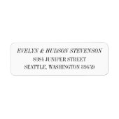 Elegant Black White Serif Wedding Return Address Etiket (Voorkant)