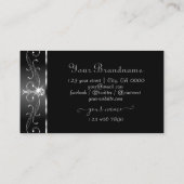 Elegant Black White Silver  Borders Monogram Visitekaartje (Achterkant)