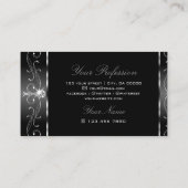Elegant Black White Silver Borders Stijlvol Visitekaartje (Achterkant)