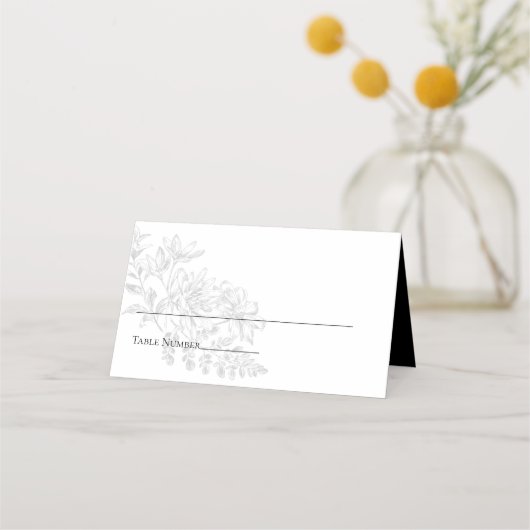 Elegant Black White Simple Floral Wedding (Voorkant)