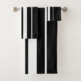 Elegant Black &White Stripes Pattern  Bad Handdoek