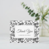 Elegant  Black White Toile Deer Briefkaart (Staand voorkant)