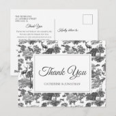 Elegant  Black White Toile Deer Briefkaart (Voorkant / Achterkant)
