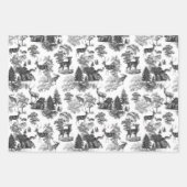 Elegant Black White Toile Deer in Woodland Inpakpapier Vel (Voorkant)