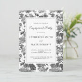 Elegant  Black White Toile Deer Kaart (Staand voorkant)