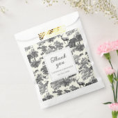 Elegant Black White Toile Deer Pattern Bedankzakje (Gezegeld)