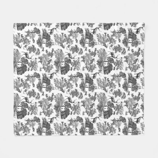 Elegant Black White Toile Deer Pattern Fleece Deken (Voorkant (Horizontaal))