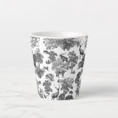 Elegant  Black White Toile Deer Pattern Latte Mok (Voorkant)