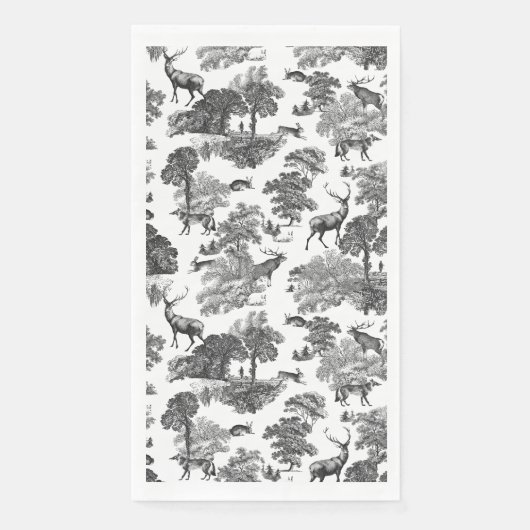 Elegant  Black White Toile Deer Pattern Servet (Voorkant)