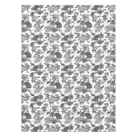 Elegant  Black White Toile Deer Pattern Tafelkleed (Voorkant)
