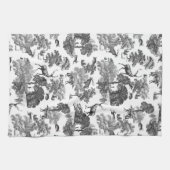 Elegant Black White Toile Deer Pattern Theedoek (Horizontaal)