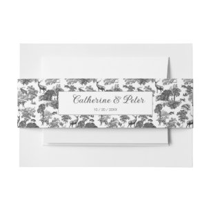 Elegant  Black White Toile Deer Pattern Uitnodigingen Wikkel