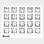Elegant  Black White Toile Deer Pattern Vierkante Sticker (Vel)