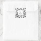 Elegant  Black White Toile Deer Pattern Vierkante Sticker (Tas)