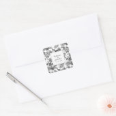 Elegant  Black White Toile Deer Pattern Vierkante Sticker (Envelop)