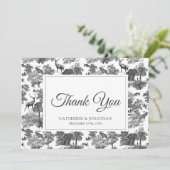 Elegant  Black White Toile Deer Save The Date (Staand voorkant)